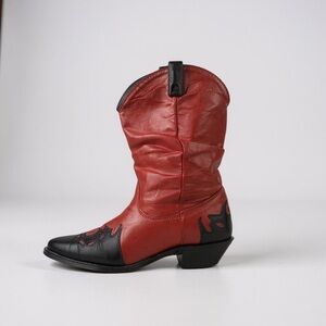 Vintage Red and Black Cowgirl Calf Boots